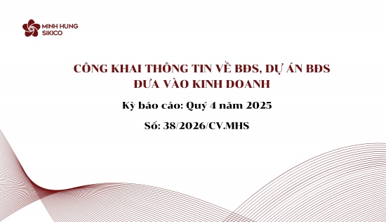 Công khai thông tin về BĐS, dự án BĐS đưa vào Kinh doanh (Kỳ báo cáo Quý 4.2025)