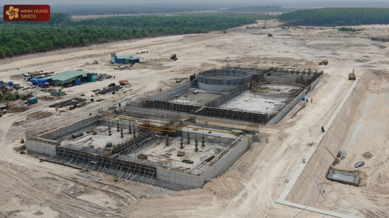 Tiến độ xây dựng nhà máy xử lý nước thải KCN Minh Hưng Sikico ngày 10/4
