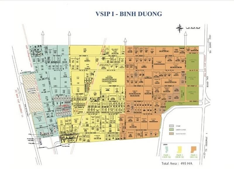 Bản đồ quy hoạch khu công nghiệp Việt Nam Singapore Bình Dương